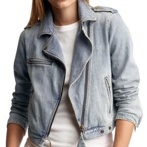 Gap stonewash denim motorcycle jacket